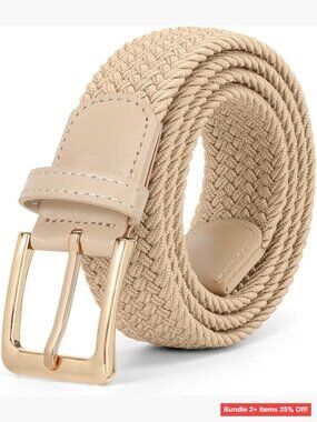 Braided Canvas Stretch Belt Elastic No Hole Design Unisex Casual